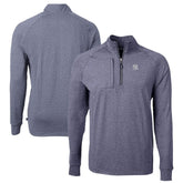 Heather Navy New York Yankees Cutter & Buck Big & Tall Adapt Eco Knit Stretch Recycled Quarter-Zip Pullover Top