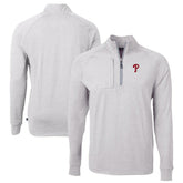 Heather Gray Philadelphia Phillies Cutter & Buck Big & Tall Adapt Eco Knit Stretch Recycled Quarter-Zip Pullover Top