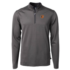 Black/Gray Baltimore Orioles Cutter & Buck Virtue Eco Pique Micro Stripe Big & Tall Recycled Quarter-Zip Pullover Top