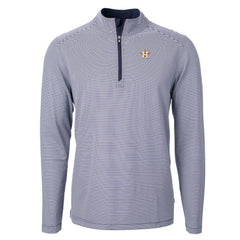 Navy/White Houston Astros Cutter & Buck Virtue Eco Pique Micro Stripe Big & Tall Recycled Quarter-Zip Pullover Top