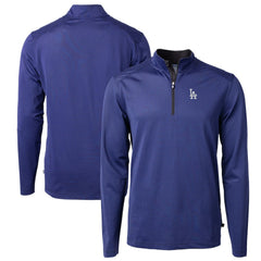 Royal/Black Los Angeles Dodgers Cutter & Buck Virtue Eco Pique Micro Stripe Big & Tall Recycled Quarter-Zip Pullover Top