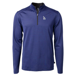 Royal/Black Los Angeles Dodgers Cutter & Buck Virtue Eco Pique Micro Stripe Big & Tall Recycled Quarter-Zip Pullover Top