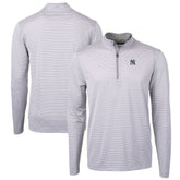 Gray/White New York Yankees Cutter & Buck Virtue Eco Pique Micro Stripe Big & Tall Recycled Quarter-Zip Pullover Top