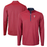 Red/Navy Philadelphia Phillies Cutter & Buck Virtue Eco Pique Micro Stripe Big & Tall Recycled Quarter-Zip Pullover Top