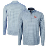 Light Blue/Navy St. Louis Cardinals Cutter & Buck Virtue Eco Pique Micro Stripe Big & Tall Recycled Quarter-Zip Pullover Top
