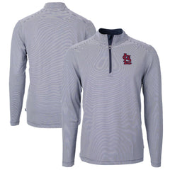 Navy/White St. Louis Cardinals Cutter & Buck Virtue Eco Pique Micro Stripe Big & Tall Recycled Quarter-Zip Pullover Top
