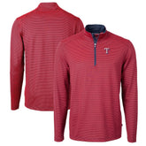 Red/Navy Texas Rangers Cutter & Buck Virtue Eco Pique Micro Stripe Big & Tall Recycled Quarter-Zip Pullover Top