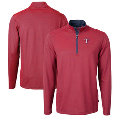 Red/Navy Texas Rangers Cutter & Buck Virtue Eco Pique Micro Stripe Big & Tall Recycled Quarter-Zip Pullover Top