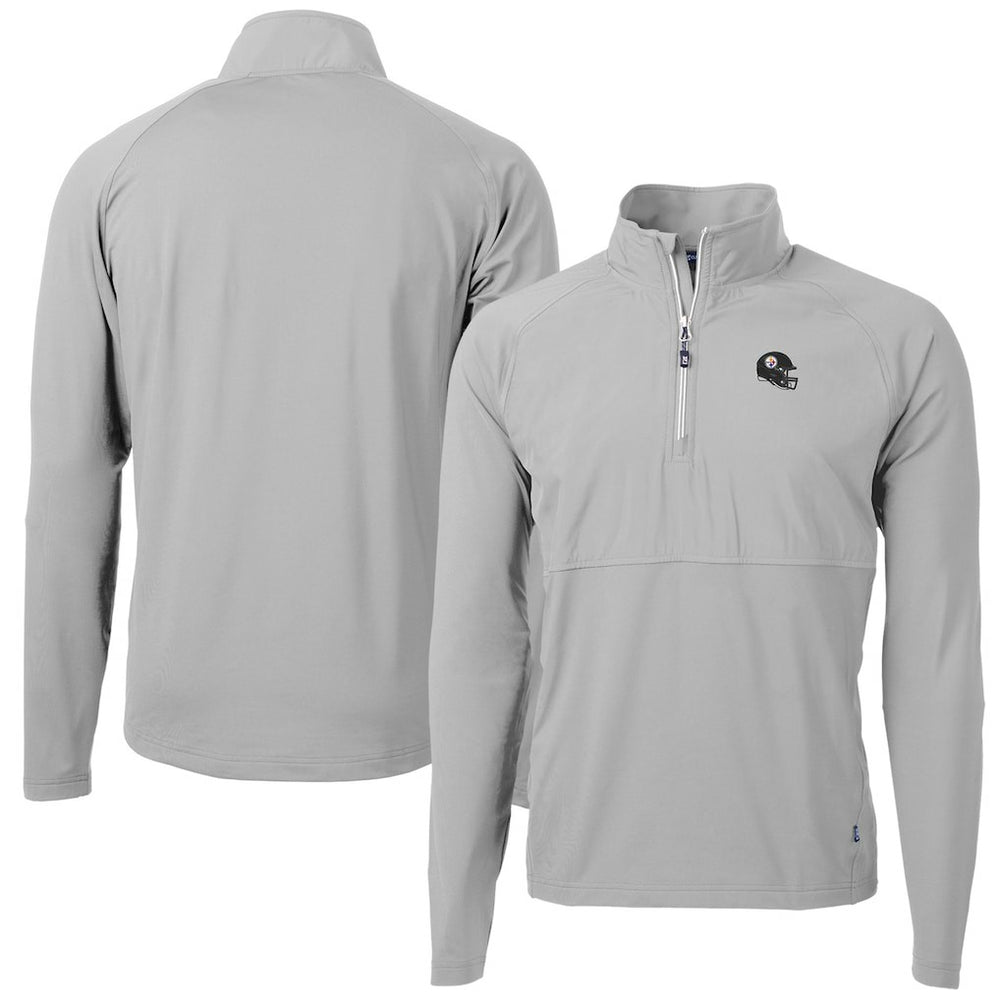 Cutter & Buck Helmet Adapt Eco Knit Hybrid Recycled Quarter-Zip Pullover Top - Pittsburgh Steelers Pullover