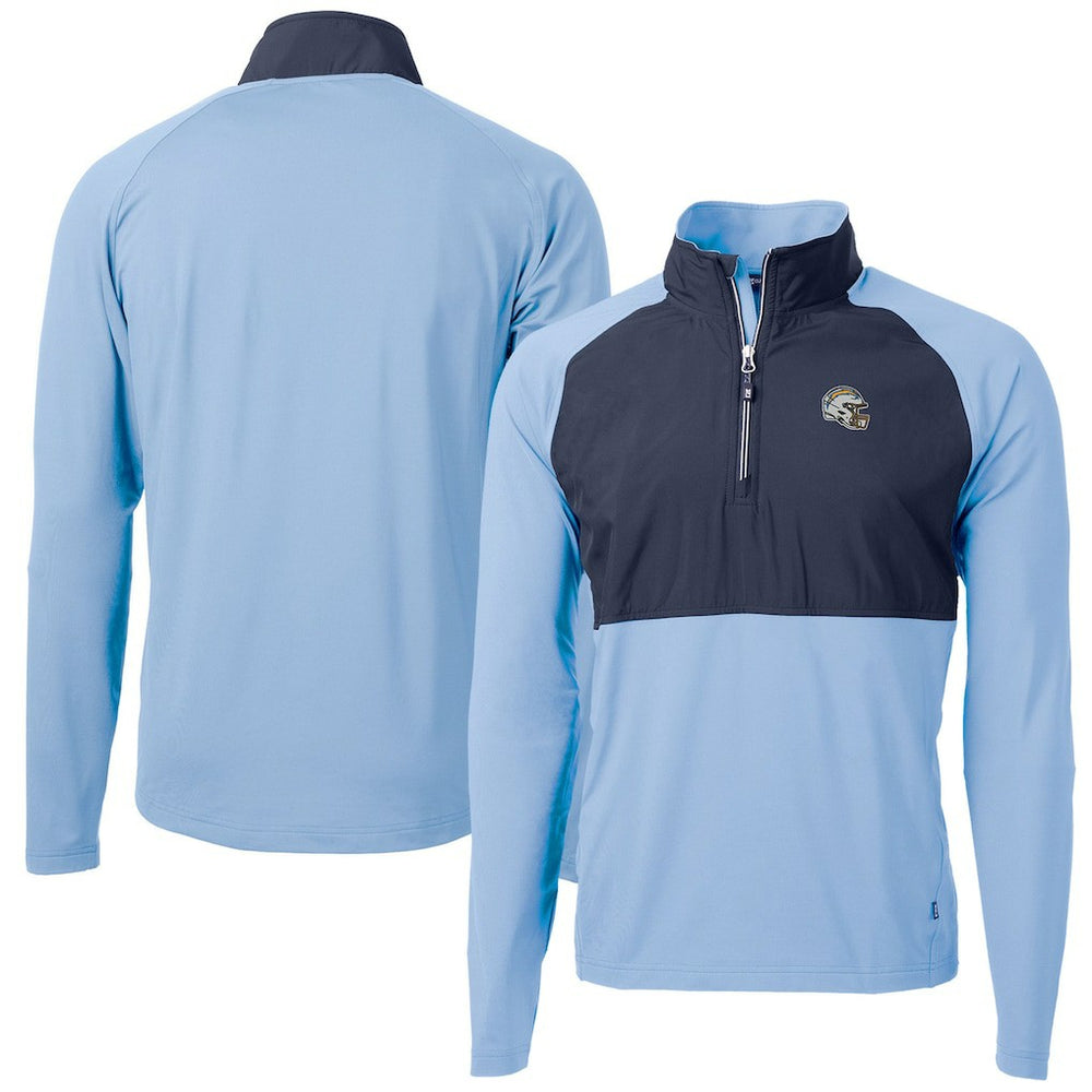 Cutter & Buck Helmet Adapt Eco Knit Hybrid Recycled Quarter-Zip Pullover Top - Los Angeles Chargers Pullover