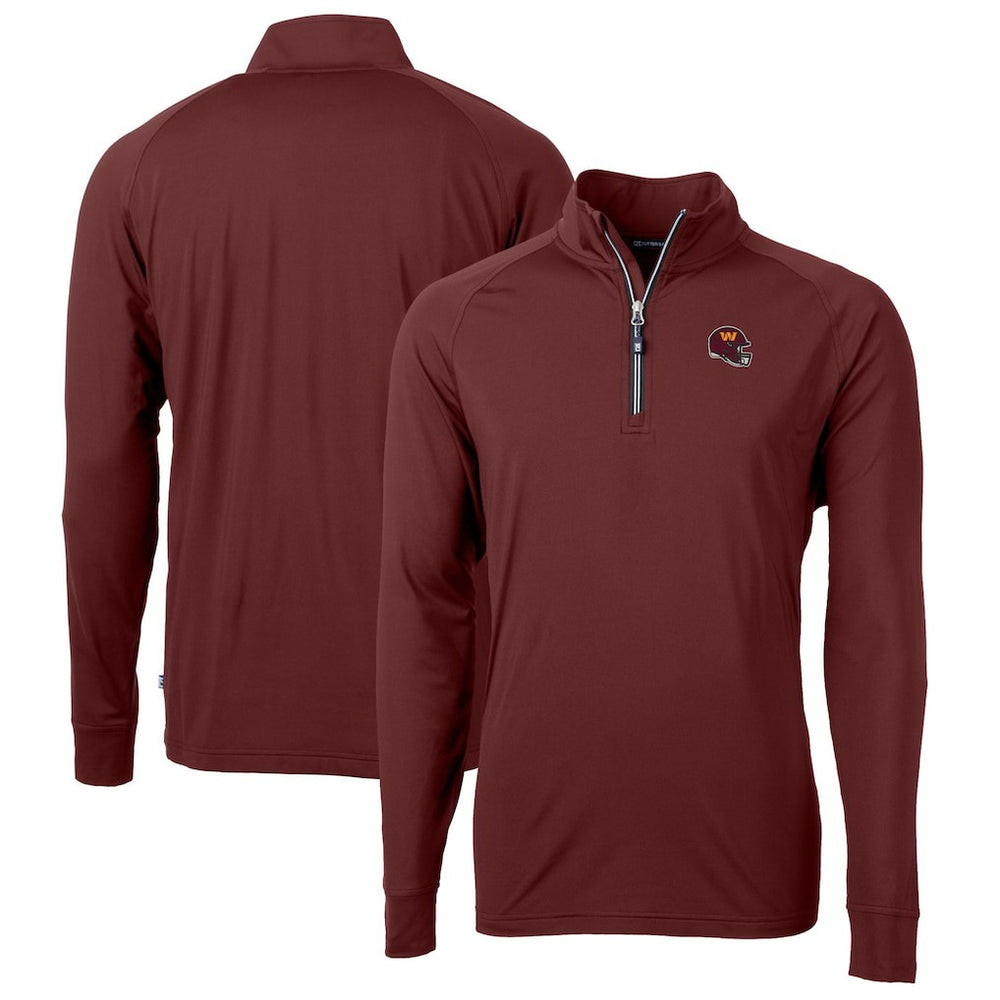 Cutter & Buck Helmet Adapt Eco Knit Stretch Recycled Quarter-Zip Pullover Top - Washington Commanders Pullover