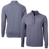 Heather Navy New York Yankees Cutter & Buck Americana Logo Big & Tall Adapt Eco Knit Stretch Recycled Quarter-Zip Pullover Top