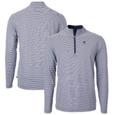 Navy Philadelphia Phillies Cutter & Buck Americana Logo Virtue Eco Pique Stripe Recycled Quarter-Zip Pullover Top