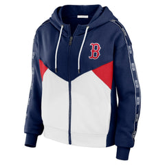 Navy/White Boston Red Sox WEAR by Erin Andrews Women's Color Block Full-Zip Hoodie