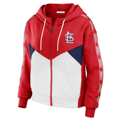Red/White St. Louis Cardinals WEAR by Erin Andrews Women's Color Block Full-Zip Hoodie