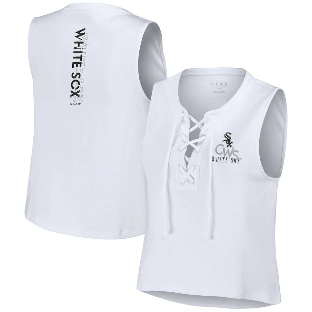 White Chicago White Sox WEAR by Erin Andrews Women's Lace-Up Tank Top