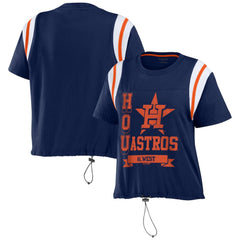 Navy Houston Astros WEAR by Erin Andrews Women's Cinched Colorblock T-Shirt