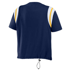 Navy Milwaukee Brewers WEAR by Erin Andrews Women's Cinched Colorblock T-Shirt
