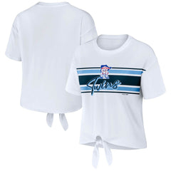 White Minnesota Twins WEAR by Erin Andrews Women's Front Tie T-Shirt