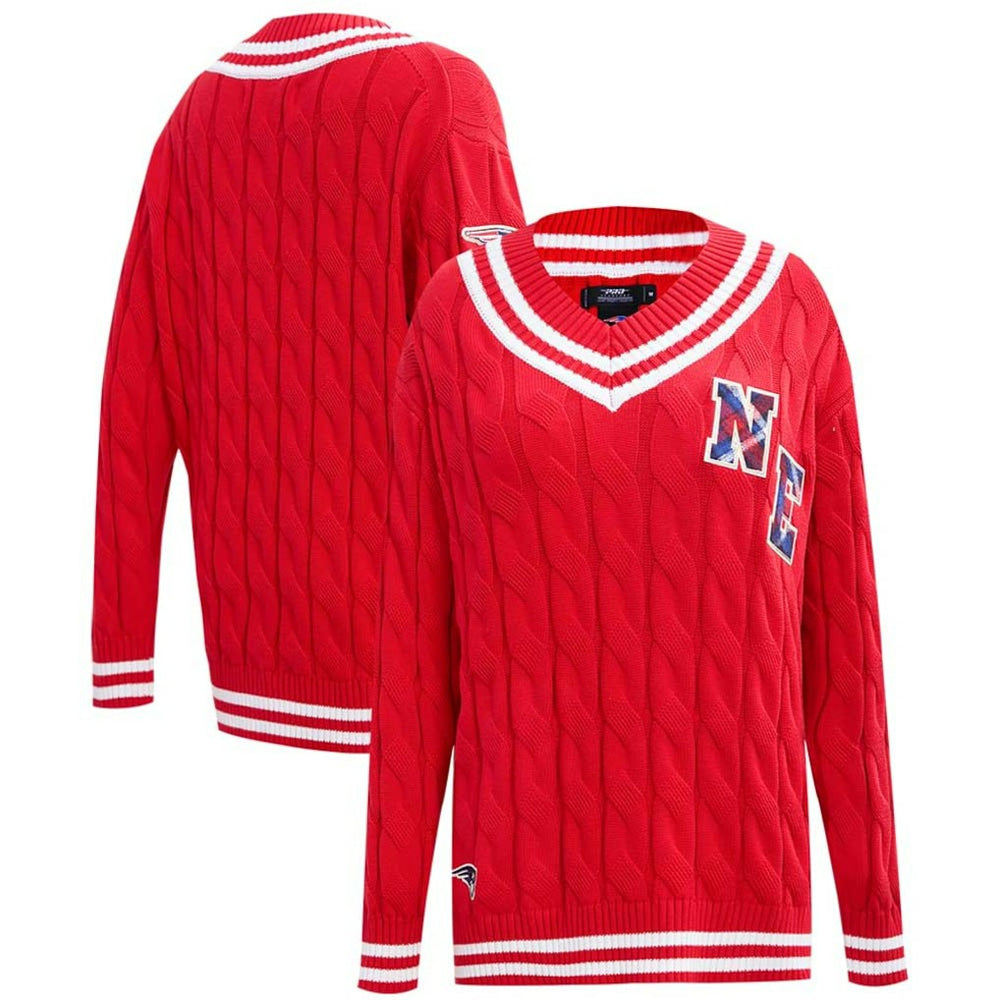 Pro Standard Women's Prep V-Neck Pullover Sweater - New England Patriots Pullover