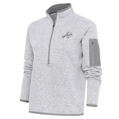 Heather Gray Atlanta Braves Antigua Women's Brushed Metallic Fortune Half-Zip Pullover Jacket