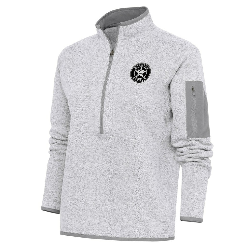 Heather Gray Houston Astros Antigua Women's Brushed Metallic Fortune Half-Zip Pullover Jacket