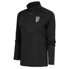 Gray San Francisco Giants Antigua Women's Brushed Metallic Tribute Half-Zip Pullover Top