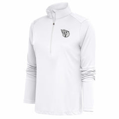 White Cleveland Guardians Antigua Women's Brushed Metallic Tribute Half-Zip Pullover Top