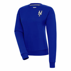 Royal New York Mets Antigua Women's Brushed Metallic Victory Pullover Sweatshirt