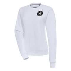 White Houston Astros Antigua Women's Brushed Metallic Victory Pullover Sweatshirt
