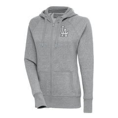 Heather Gray Los Angeles Dodgers Antigua Women's Brushed Metallic Victory Full-Zip Hoodie