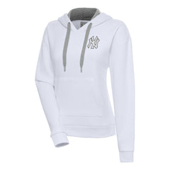 White New York Yankees Antigua Women's Brushed Metallic Victory Pullover Hoodie