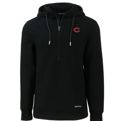Black Cincinnati Reds Cutter & Buck Roam Eco Half-Zip Recycled Pullover Hoodie