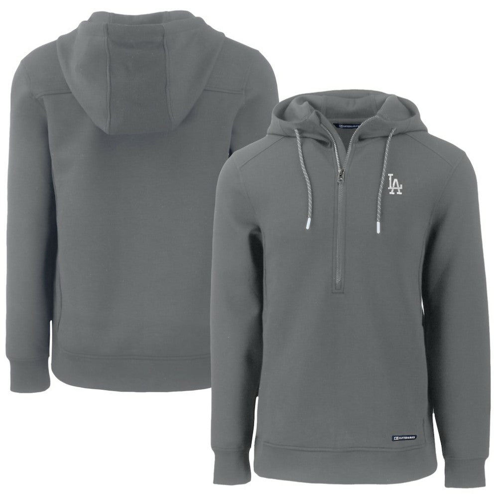 Gray Los Angeles Dodgers Cutter & Buck Roam Eco Half-Zip Recycled Pullover Hoodie