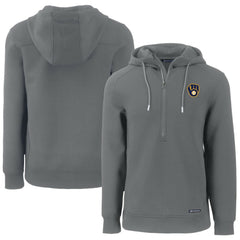 Gray Milwaukee Brewers Cutter & Buck Roam Eco Half-Zip Recycled Pullover Hoodie