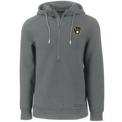 Gray Milwaukee Brewers Cutter & Buck Roam Eco Half-Zip Recycled Pullover Hoodie