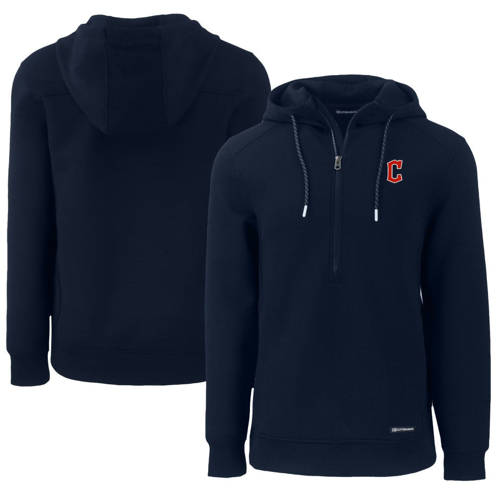 Navy Cleveland Guardians Cutter & Buck Roam Eco Half-Zip Recycled Pullover Hoodie