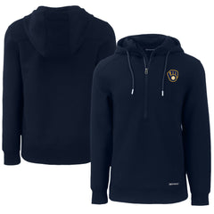 Navy Milwaukee Brewers Cutter & Buck Roam Eco Half-Zip Recycled Pullover Hoodie