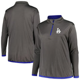 Charcoal Los Angeles Dodgers Profile Women's Plus Size Quarter-Zip Jacket