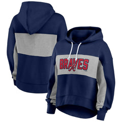 Navy Atlanta Braves Profile Women's Plus Size Pullover Hoodie