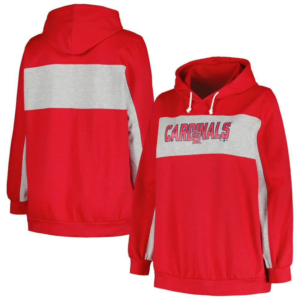 Red St. Louis Cardinals Profile Women's Plus Size Pullover Hoodie