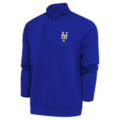 Royal New York Mets Antigua Metallic Generation Quarter-Zip Pullover Top