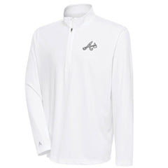 White Atlanta Braves Antigua Metallic Tribute Quarter-Zip Top
