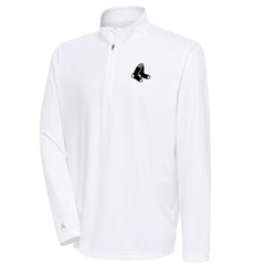 White Boston Red Sox Antigua Metallic Tribute Quarter-Zip Top