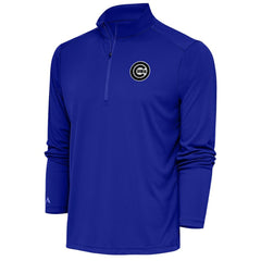 Royal Chicago Cubs Antigua Metallic Tribute Quarter-Zip Top