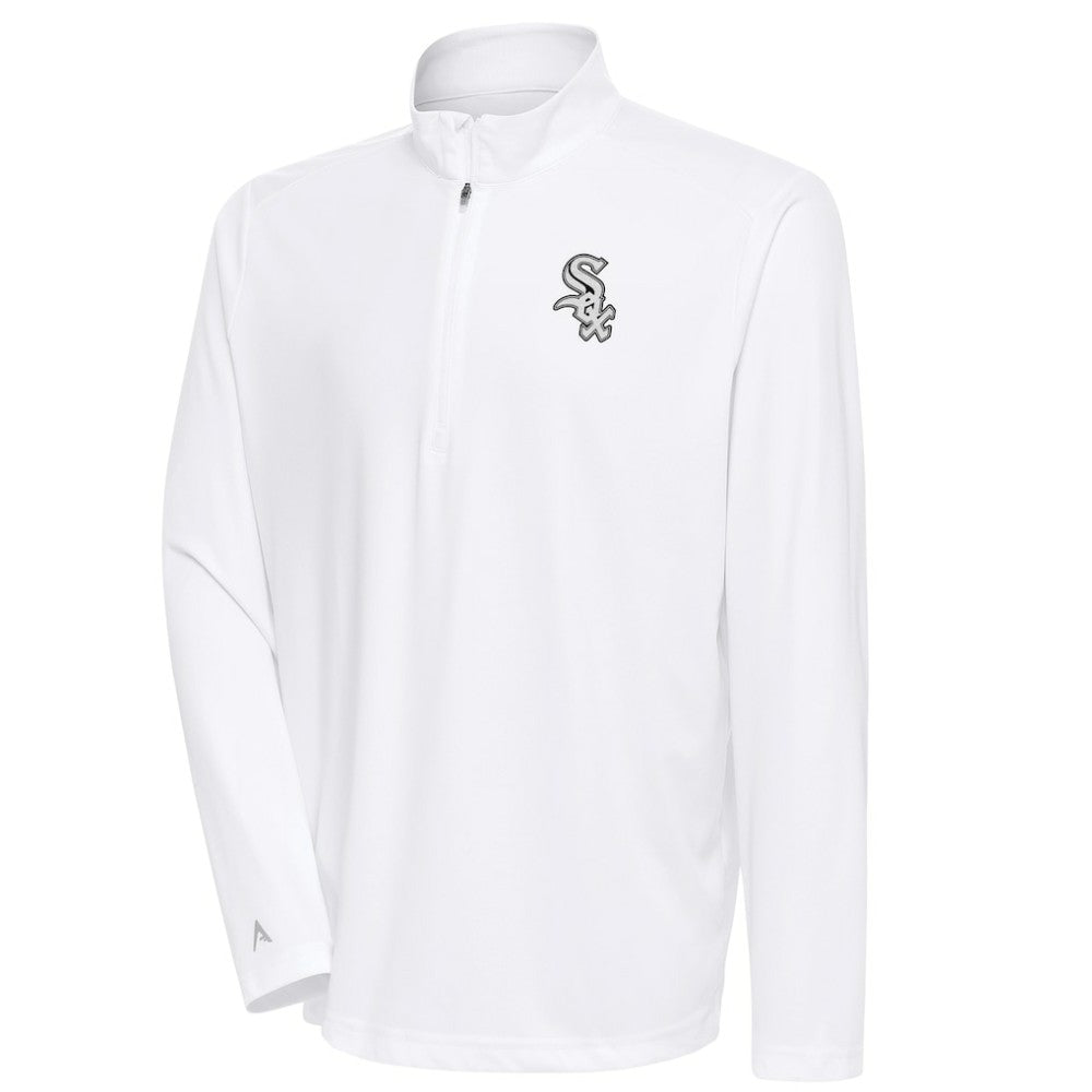 White Chicago White Sox Antigua Metallic Tribute Quarter-Zip Top