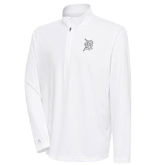White Detroit Tigers Antigua Metallic Tribute Quarter-Zip Top