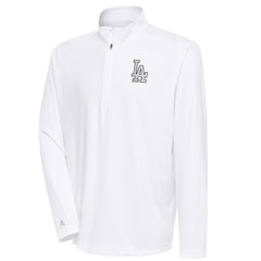 White Los Angeles Dodgers Antigua Metallic Tribute Quarter-Zip Top
