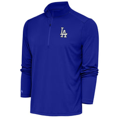 Royal Los Angeles Dodgers Antigua Metallic Tribute Quarter-Zip Top