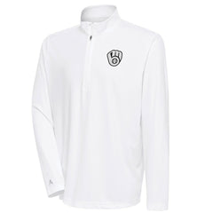 White Milwaukee Brewers Antigua Metallic Tribute Quarter-Zip Top